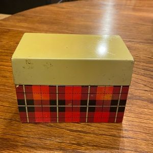 Vintage tartan plaid Metal recipe box 1950s Ohio Art Co.